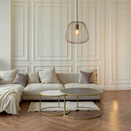 Viseći luster OVELLA na sajli, 1xE27/15W/230V, prečnik 36 cm, bež