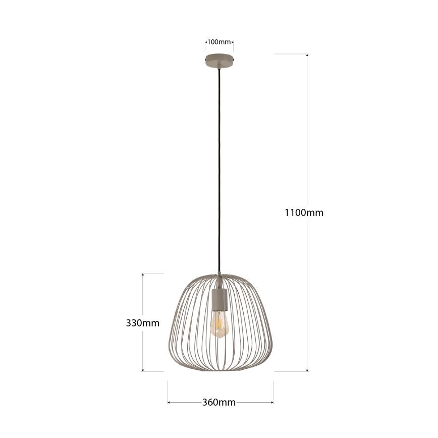 Viseći luster OVELLA na sajli, 1xE27/15W/230V, prečnik 36 cm, bež