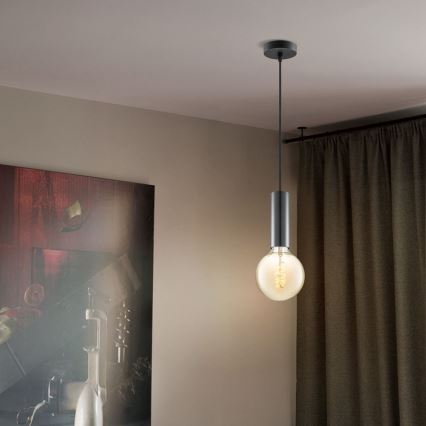 Viseći luster SAGA na sajli 1xE27/40W/230V crni