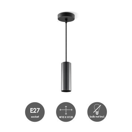 Viseći luster SAGA na sajli 1xE27/40W/230V crni