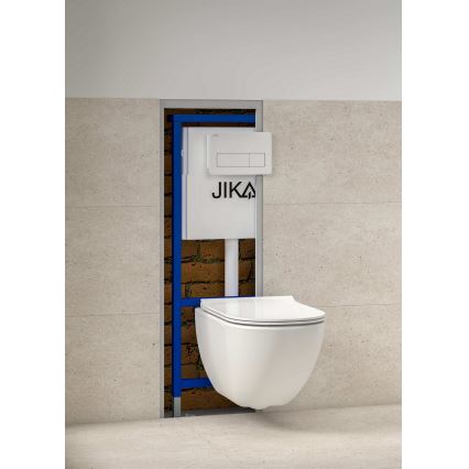 Zidna WC šolja MIO Rimless + daska za WC MIO prigušiva + dugme za ispiranje DUAL + podžbukni modul + izolaciona podloga