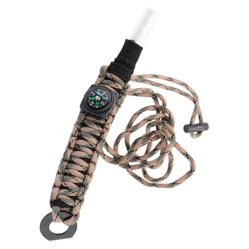 Višenamenska narukvica sa kompasom i kresalom, bež