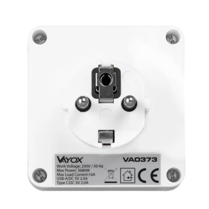 Razdelnik 2x utičnice + USB-C + USB-A sa LED osvetljenjem LED/0,5W/230V 3000K