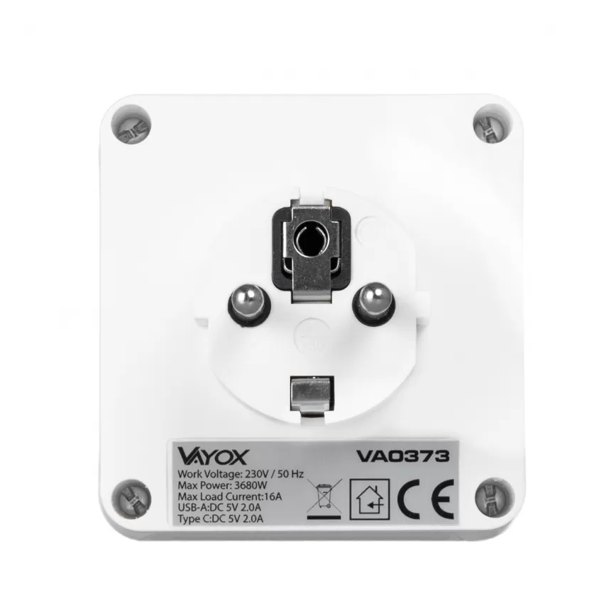 Razdelnik 2x utičnice + USB-C + USB-A sa LED osvetljenjem LED/0,5W/230V 3000K