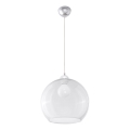 Visilica na sajli BALL 1xE27/15W/230V Ø 30 cm prozirna/sjajni hrom