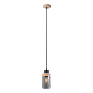 Visilica na sajli WOODNEST 1xE27/15W/230V borovina/dimljeno crna