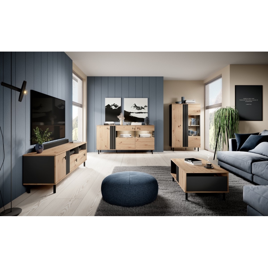 Vitrina BADIA hrast/antracit