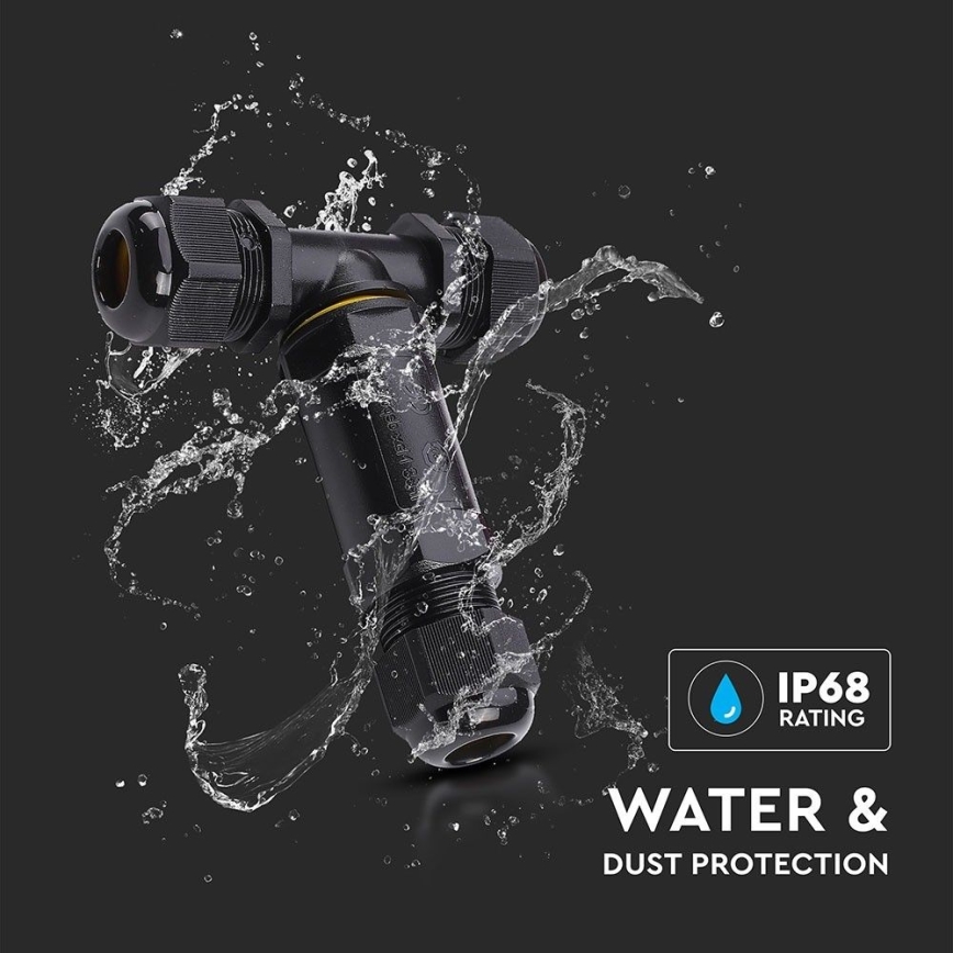 Vodootporan spojni konektor IP68, crne boje