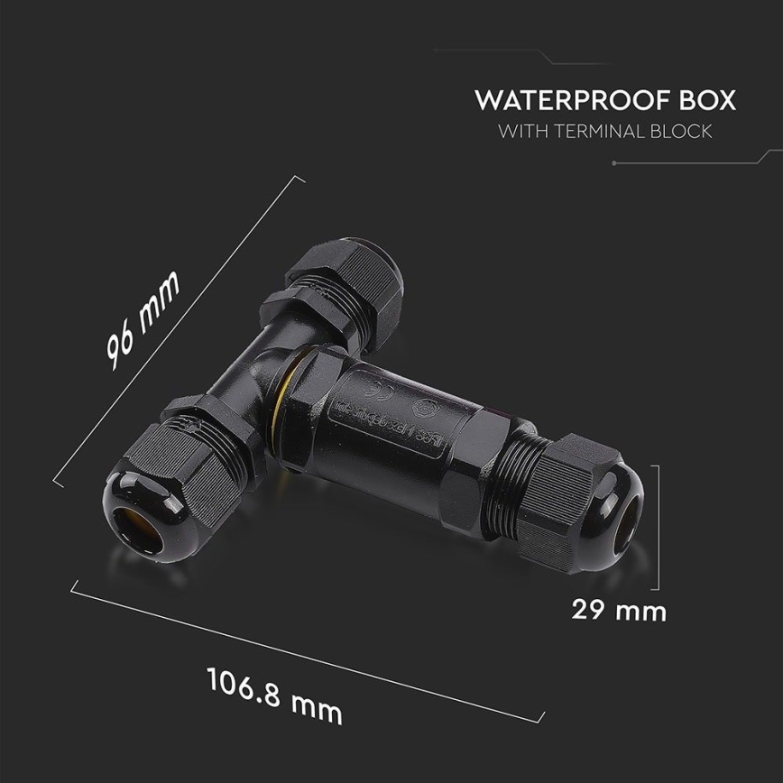 Vodootporan spojni konektor IP68, crne boje