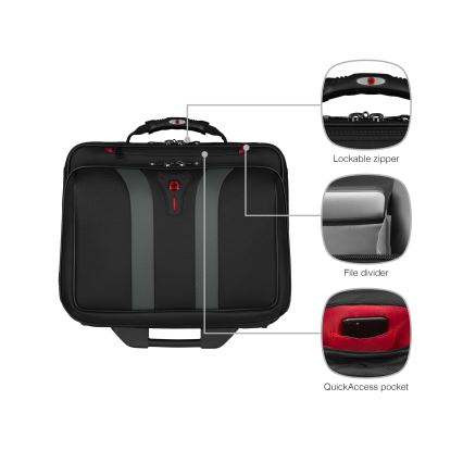 Wenger - Putni kofer na točkićima 29 l + futrola za laptop 15,6 Granada crna