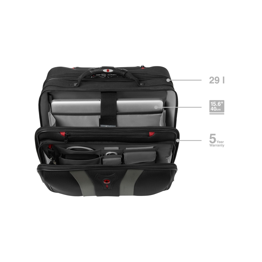 Wenger - Putni kofer na točkićima 29 l + futrola za laptop 15,6 Granada crna