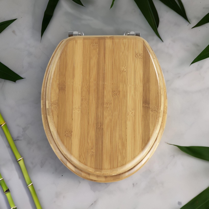WENKO 144726100 - WC daska BAMBOO 34x41 cm braon/srebrna