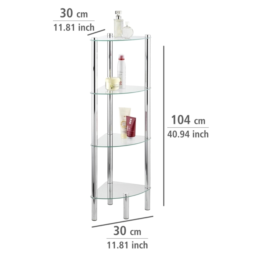 WENKO 15852100 - Regal YAGO 30x104 cm nerđajući čelik/srebrna/prozirna