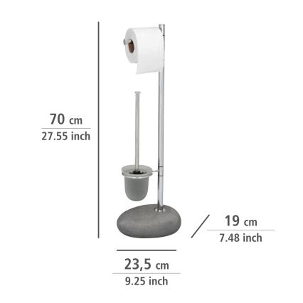 WENKO 19494100 - WC četka PEBBLE STONE 23,5x70 cm sjajni hrom/siva/satinirano