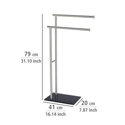 WENKO 20390100 - Stalak za peškire LIMA 41x79 cm nerđajući čelik/satinirano/crna