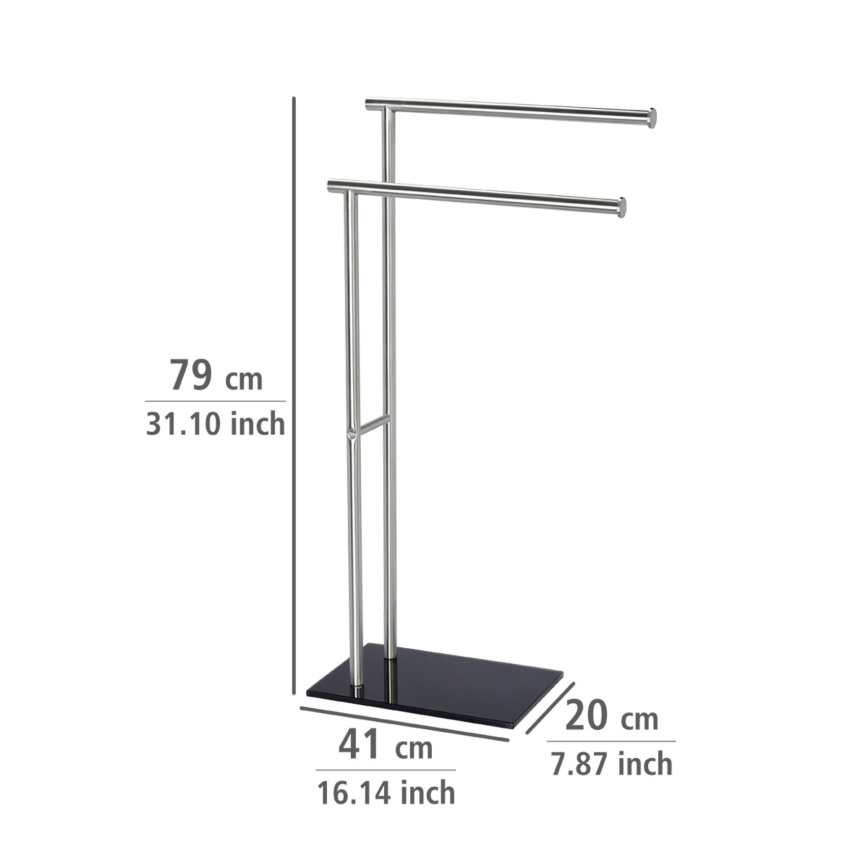 WENKO 20390100 - Stalak za peškire LIMA 41x79 cm nerđajući čelik/satinirano/crna