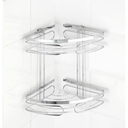 WENKO 20412100 - Ugaona polica PREMIUM od nerđajućeg čelika 26,5x27,5 cm, srebrna