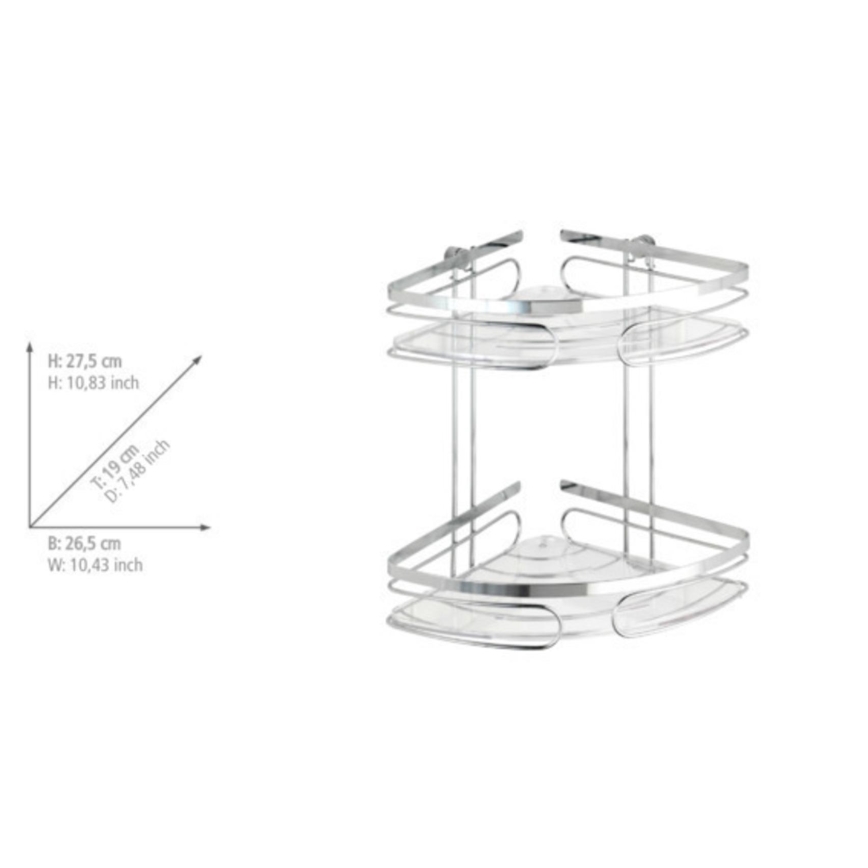 WENKO 20412100 - Ugaona polica PREMIUM od nerđajućeg čelika 26,5x27,5 cm, srebrna
