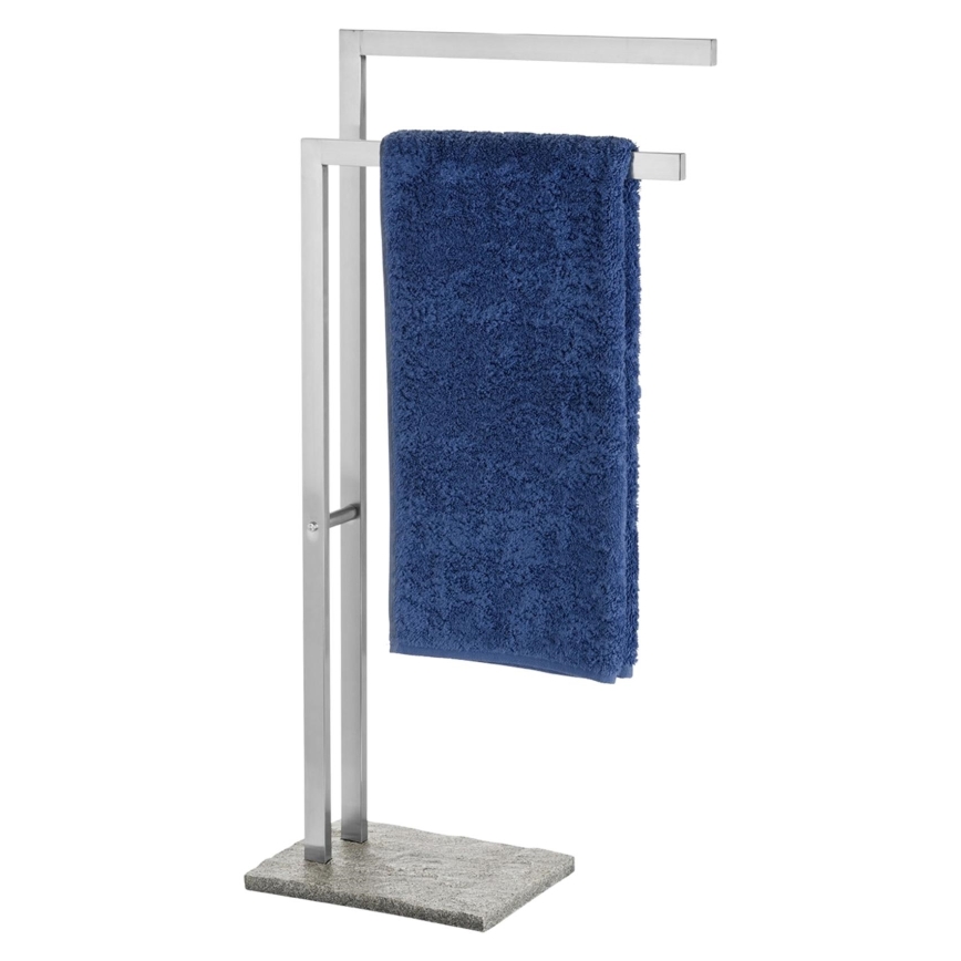 WENKO 20603100 - Stalak za peškire GRANIT 43,5x86,5 cm, nerđajući čelik/satin/siva