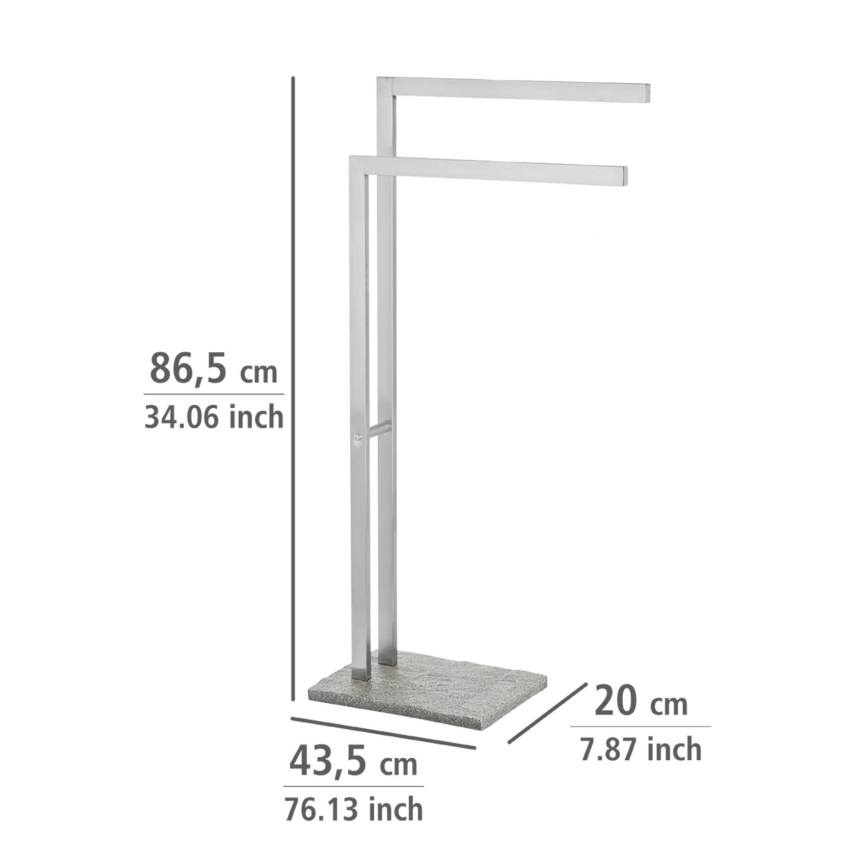 WENKO 20603100 - Stalak za peškire GRANIT 43,5x86,5 cm, nerđajući čelik/satin/siva