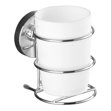 WENKO 20880100-Čaša VACUUM-LOC MILAZZO 7,5x11,5 cm sjajni hrom/bela