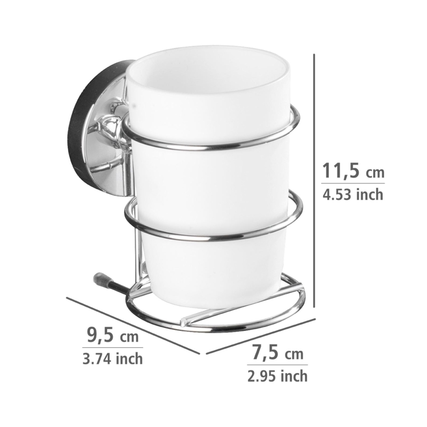 WENKO 20880100-Čaša VACUUM-LOC MILAZZO 7,5x11,5 cm sjajni hrom/bela