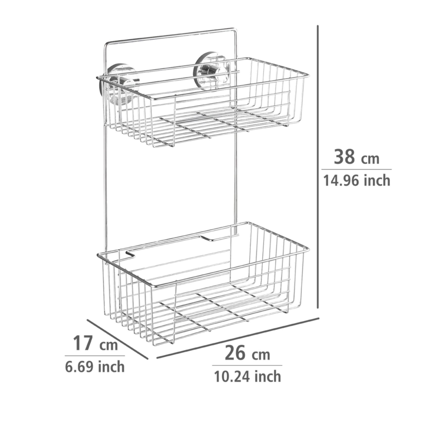 WENKO 20889100 - polica VACUUM-LOC RUND, čelik, 26 x 38 cm, sjajni hrom