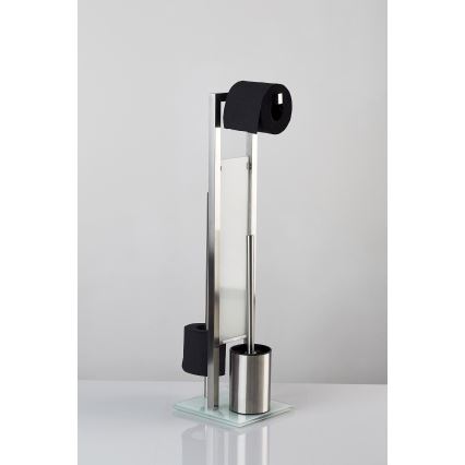 WENKO 21564100 - WC četka RIVALTA 18x70 cm nerđajući čelik/srebrna/bela/crna