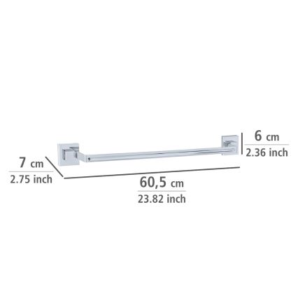 WENKO 22684100-Držač peškira VACUUM-LOC QUADRO ED 60,5x6 cm srebrna/sjajni hrom