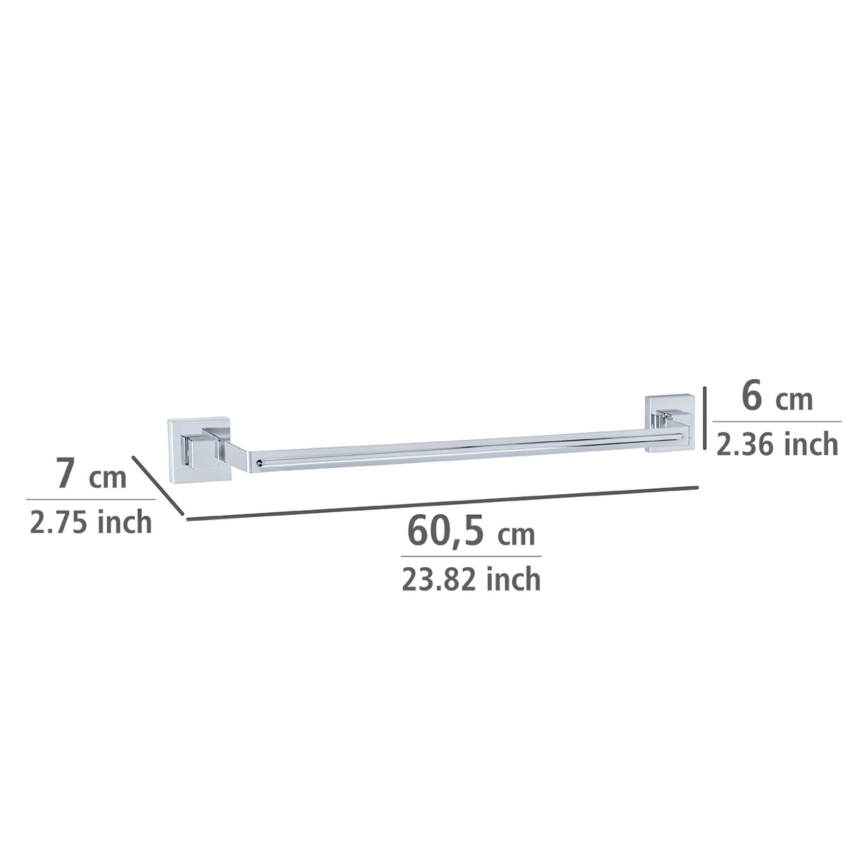 WENKO 22684100-Držač peškira VACUUM-LOC QUADRO ED 60,5x6 cm srebrna/sjajni hrom