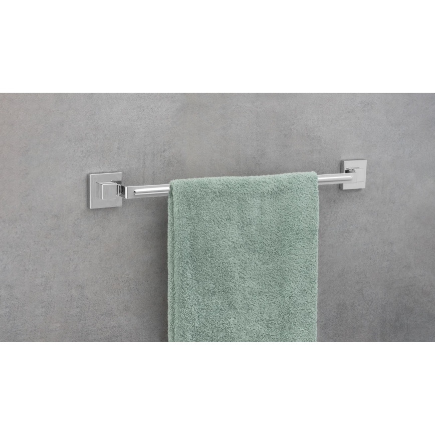 WENKO 22684100-Držač peškira VACUUM-LOC QUADRO ED 60,5x6 cm srebrna/sjajni hrom