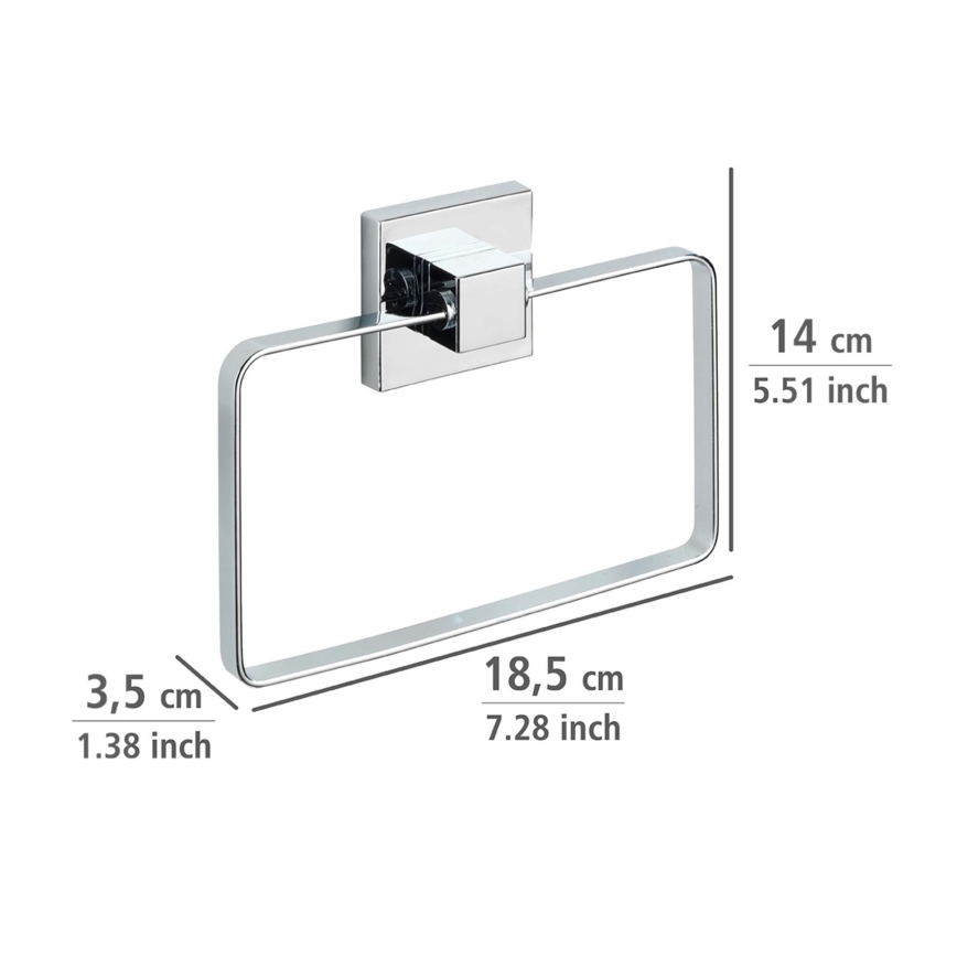 WENKO 22689100-Držač peškira VACUUM-LOC QUADRO ED 18,5x14 cm srebrni/sjajni hrom