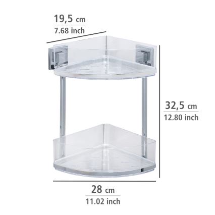 WENKO 22690100-Ugaona polica VACUUM-LOC QUADRO ED 28x32,5 cm srebrna/sjajni hrom