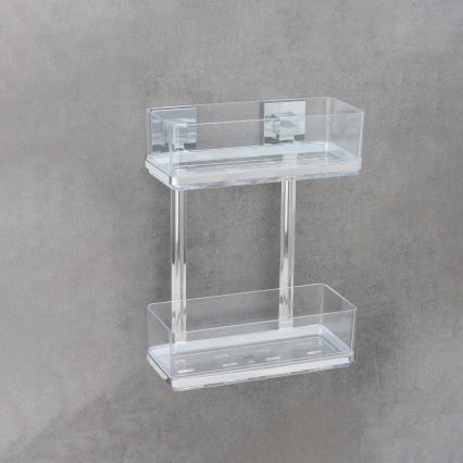 WENKO 22691100-Polica VACUUM-LOC QUADRO ED 25,5x32,5 cm srebrna/sjajni hrom/proziran
