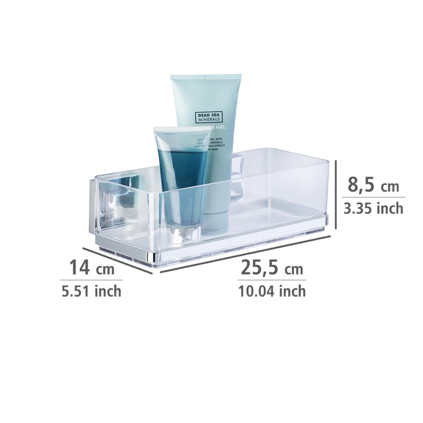 WENKO 22692100-Polica VACUUM-LOC QUADRO ED 25,5x14 cm srebrna/prozirna