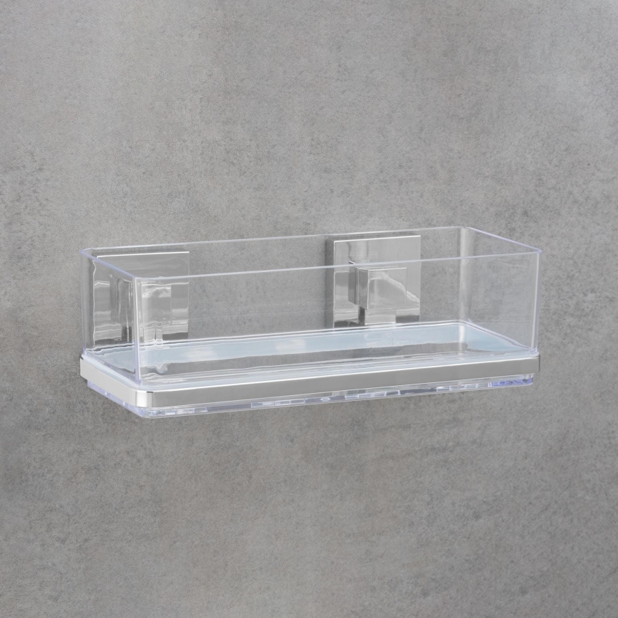 WENKO 22692100-Polica VACUUM-LOC QUADRO ED 25,5x14 cm srebrna/prozirna