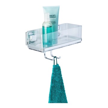 WENKO 22694100-Polica VACUUM-LOC QUADRO ED 25,5x15 cm srebrna/sjajni hrom/prozirna