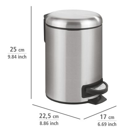 WENKO 22702100 - Kanta za smeće LEMAN 17x25 cm inox/saten/crna