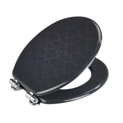 WENKO 22977100-Toaletno sedište BELLEVUE 35,5x42,5 cm antracit/srebrna