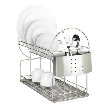 WENKO 2329100 - Oceđivač posuđa DUO 21x33 cm nerđajući čelik/srebrna