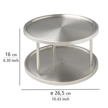 WENKO 2335100 - Rotirajući pladanj CABINET CAROUSEL 26,5x15,5 cm od nerđajućeg čelika/srebrne boje