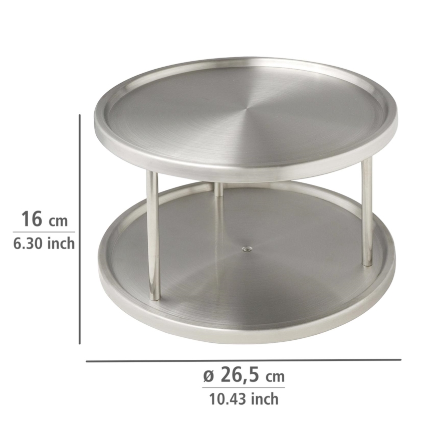 WENKO 2335100 - Rotirajući pladanj CABINET CAROUSEL 26,5x15,5 cm od nerđajućeg čelika/srebrne boje