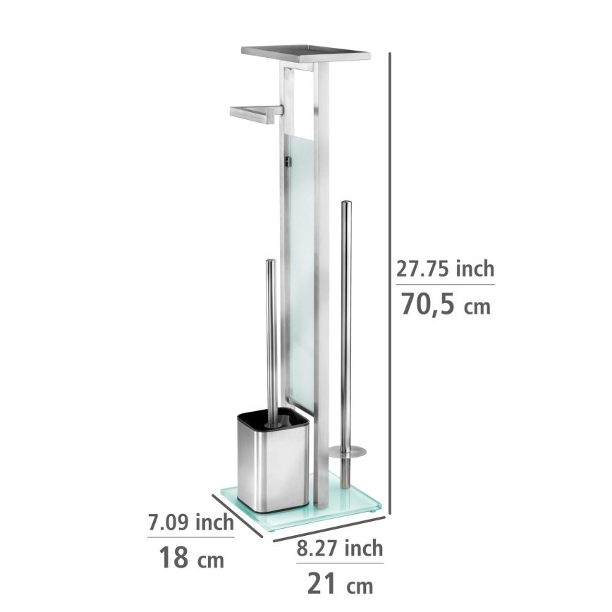WENKO 23364100 - WC četka DEBAR 21x70,5 cm inox/satinski/bela