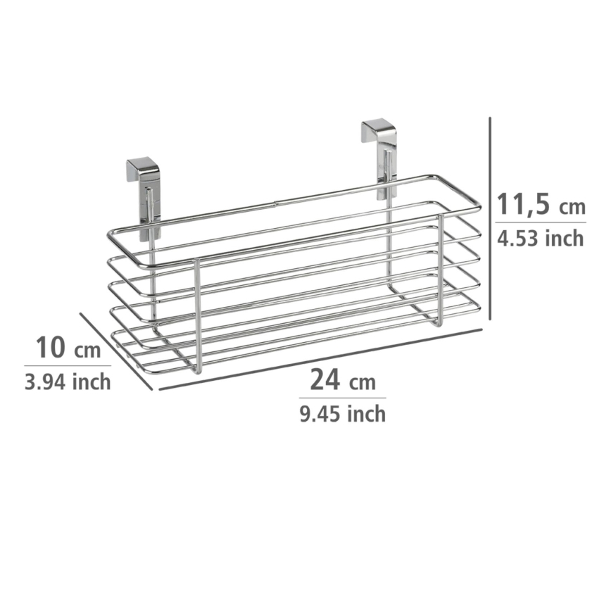 WENKO 2344100 - Korpa SLIM 24x11,5 cm sjajni hrom/crna