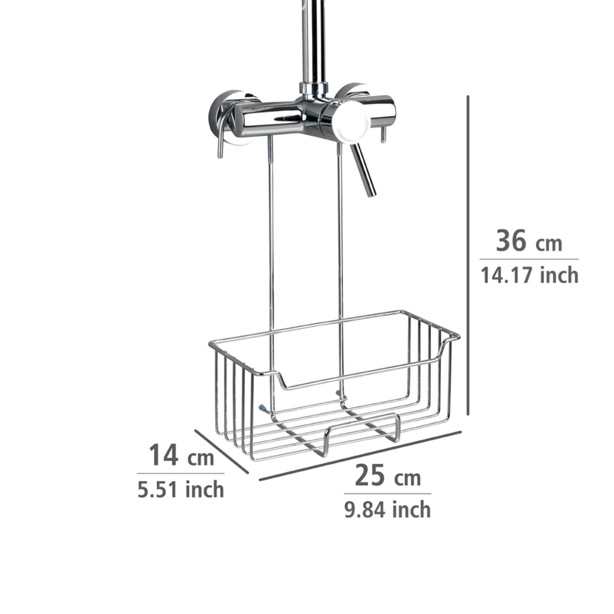 WENKO 23499100 - Polica za tuš MILO 25x36 cm od nerđajućeg čelika, srebrna/prozirna
