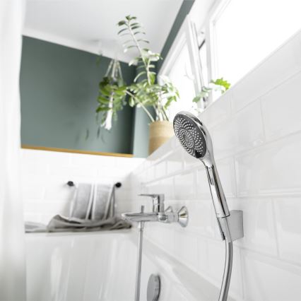 WENKO 23993100 -Tuš ručica Sistem za uštedu vode 11x11 cm sjajni hrom/bela/siva