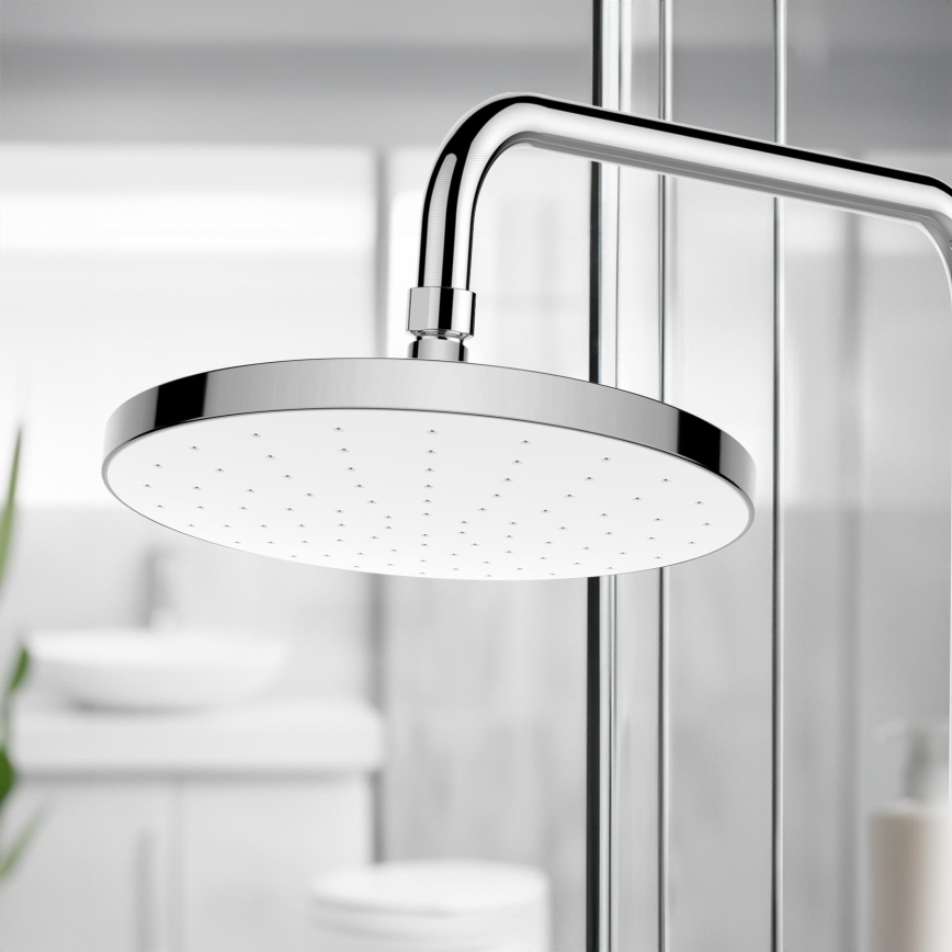 WENKO 24000100-Tuš glava AUTOMATSKO ČIŠĆENJE 22,5x22,5 cm sjajni hrom/bela