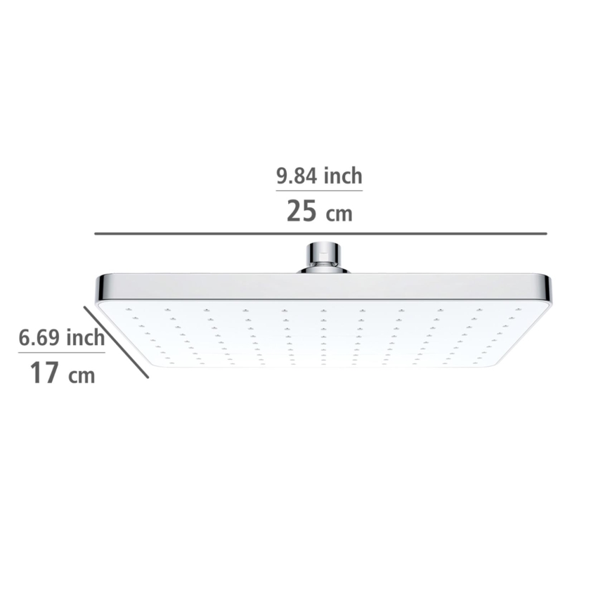WENKO 24001100 - Glava tuša AUTOMATSKO ČIŠĆENJE 25x17 cm sjajni hrom/bela