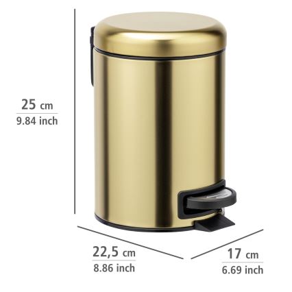 WENKO 24009800 - Kanta za smeće LEMAN 17x25 cm inox/zlatna/crna
