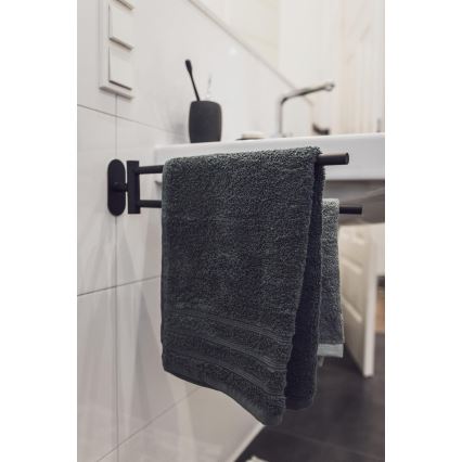 WENKO 24238100-Držač za peškire BOSIO BLACK 5,5x43 cm nerđajući čelik/srebrna